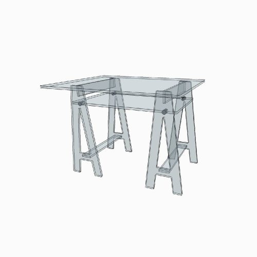 Bureaux transparent sur treteaux en Plexiglass
