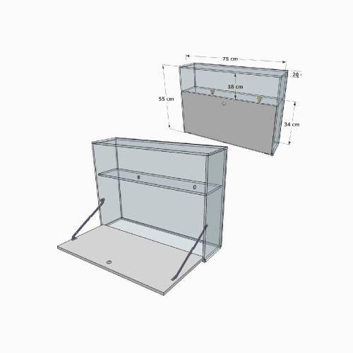 Bureau mural pliable transparent