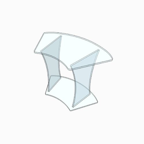 Bureau pupitre transparent arrondi en Plexiglass