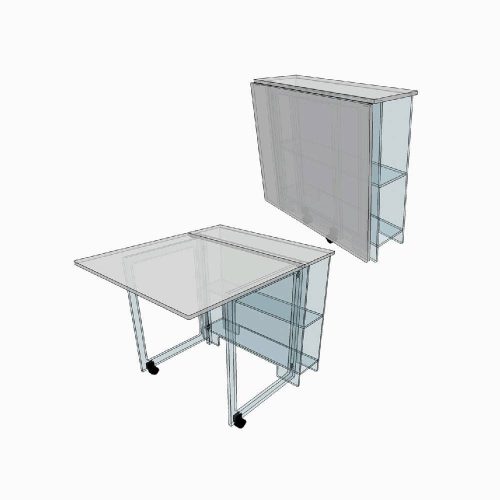 Bureau transparent pliable en Plexiglass