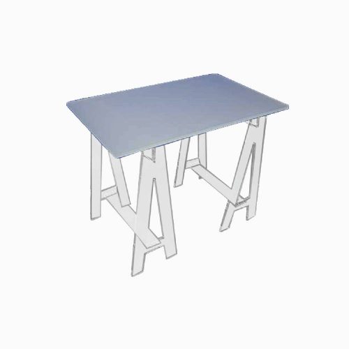 Bureau sur tréteaux en Plexiglass dépoli