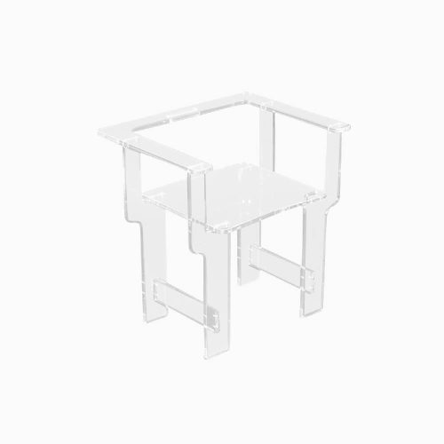 Fauteuil transparent carré en Plexiglass