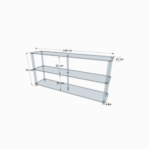 Large bibliothèque transparente en Plexiglass 3 étages