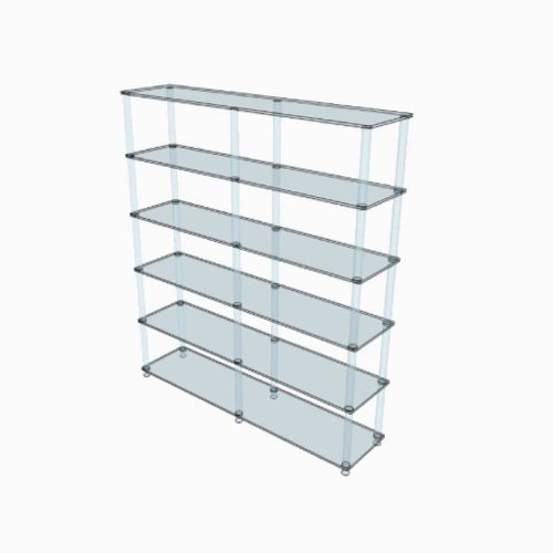 Large bibliothèque transparente en plexiglass