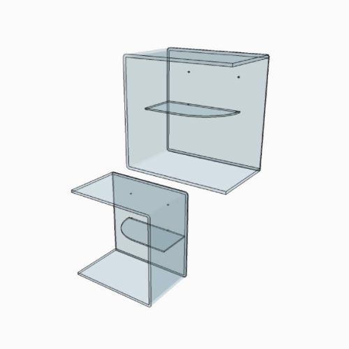 Étagères murales carrées transparente en plexiglass