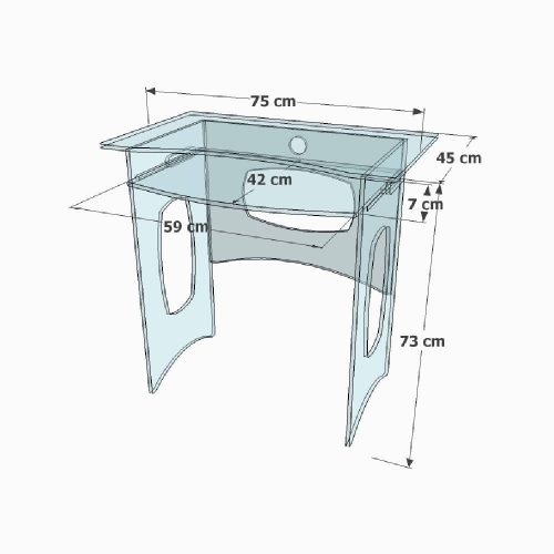 Petit bureau à plateau coulissant en plexiglass