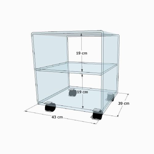 Table d'appoint en plexiglass montée sur roue