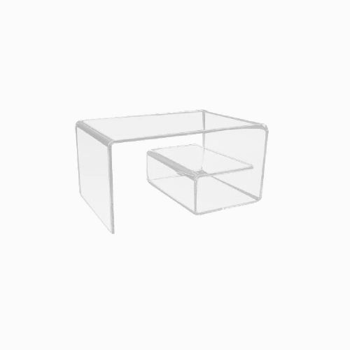 Table basse avec étagère en plexiglass