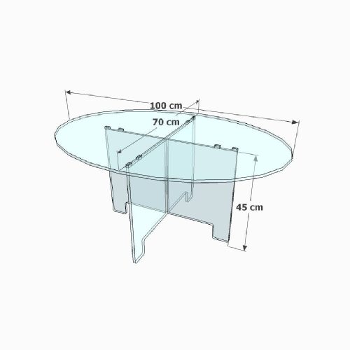 Table basse en plexiglass ovale luxe