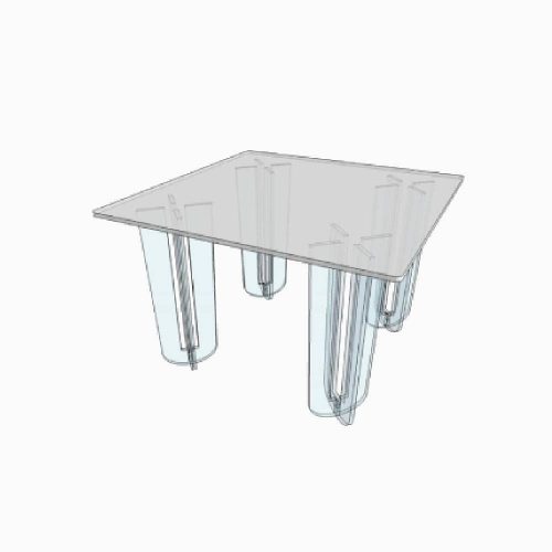 Table de repas carré luxe en plexiglass transparent