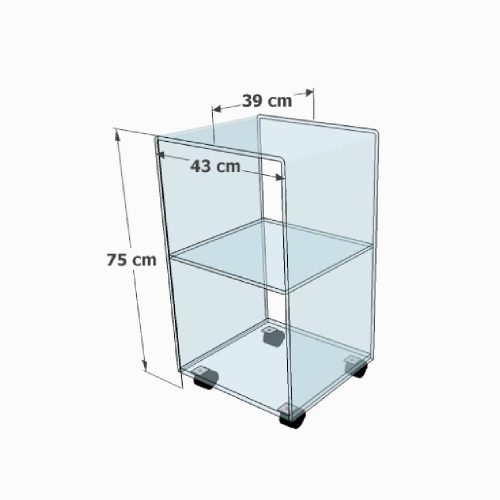 Table desserte en plexiglass sur roulette