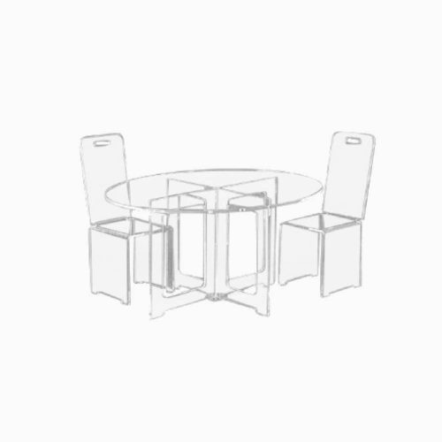 Table ovale à l'italienne en plexiglass
