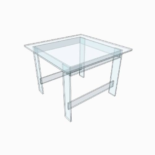 Table de repas carrée en plexiglass