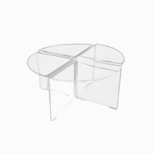 Table basse ronde à 4 quartiers en plexiglass