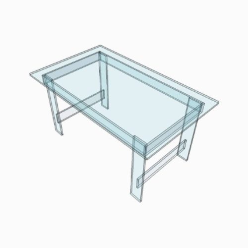 Table de repas rectangulaire à l'italienne en plexiglass