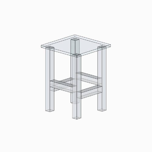 Tabouret transparent carré en Plexiglass
