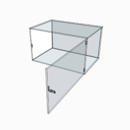 Vitrine à clé transparente en plexiglass ouverte