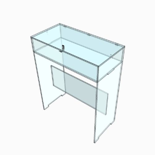 Vitrine à couvercle en plexiglass transparent sur pieds
